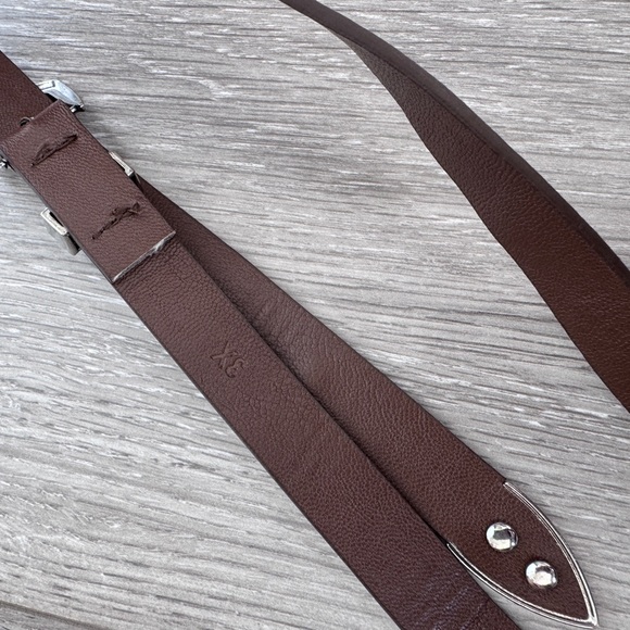 Simons Dark Brown Belt with Textured Silver Buckle Size 3X or XXXL - Picture 5 of 5